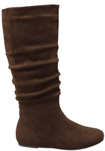 Women's Mid Calf Slouch Faux Suede Comfortable Slip On Round Toe Flat Heel Knee High Boots Fashion Shoes