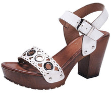 Nature Breeze Women's Grommet Cutout Scalloped Chunky Stacked Heeled Sandal