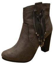 Breckelle's Women's Western Fringe Tassel Bead Chunky Stacked Heel Ankle Bootie