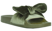Refresh Footwear Women's Velvet Bow Slip On Slide Sandal