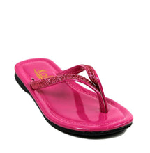 Kali Footwear Girl's Focus Jr. Patent Flip Flop Flat Glitter Sandals