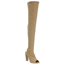 Cape Robbin CONNIE-1 Womens Lycra Over the Knee Thigh High Peep Toe Boots