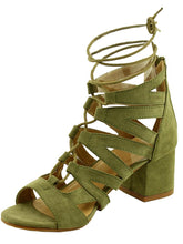 Refresh Footwear Women's Gladiator Strappy Ankle Wrap Block Heel Sandal