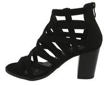 Top Moda Women's Laser Cutout Open Toe Chunky Stacked Heel Ankle Bootie
