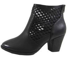 City Classified Women's Miami Perforated Laser Cut Chunky Heel Bootie