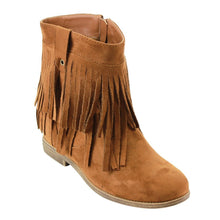 Refresh AD15 Women's Fringe Hidden Wedge Heel Side Zipper Ankle Booties