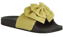 Refresh Footwear Women's Glitter Bow Slip On Slide Sandal
