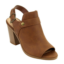 Soda Women's Slingback Stacked Chunky Heel Peep Toe Bootie