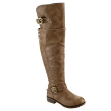 NATURE BREEZE FE58 Women's Buckle Strap Ribbed Over The Knee Riding Boots