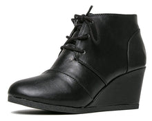 City Classified Women's Lace Up Wedge High Heel Bootie Boots REX-S