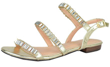 Chase & Chloe Women's Strappy Rhinestone Slingback Flat Sandal