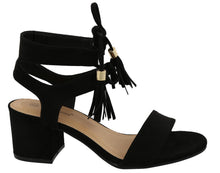 Top Moda Women's Tassel Stacked Block Heel Gladiator Sandal