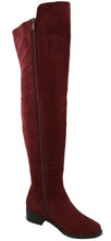 Top Moda Women's Closed Round Toe Zipper Low Heel Over the Knee Boot