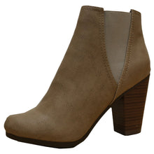 Breckelle's Women's Elastic Panel Inner Zip Chunky Heel Bootie