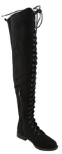 Top Moda Women's Lace Up Front Over The Knee Thigh High Flat Heel Boot