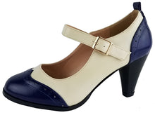 Chase & Chloe Dora-2 Women's Round Toe Two Tone Mary Jane Pumps