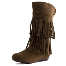 Kali Women's 2 Layer Fringe Faux Suede Boots (Adults)