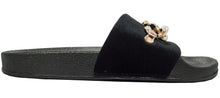 Betani Women's Chain Link Velvet Slip On Slide Sandal