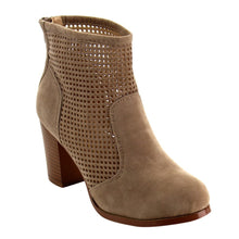 Chase & Chloe EC48 Women's Laser Cut Out Back Zipper Mid Stacked Ankle Booties