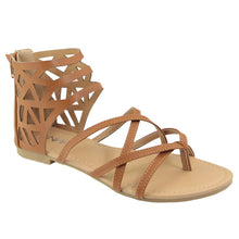 ANNA IE18 Women's Cutout Strappy Back Zipper Thong Flat Sandal