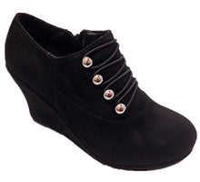 Top Moda Vance-50 Women's Fashion Platform Button Low Heel Wedges Booties Shoes