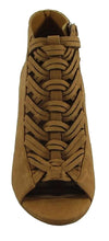 Delicious Women's Open Toe Woven Braided Chunky Stacked Heel Ankle Bootie