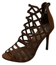 Breckelle's Women's Geometric Laser Cutout Stiletto Heel Open Peep Toe Sandal