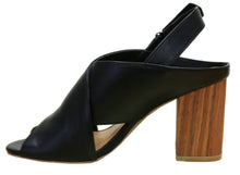 Wild Diva Women's Crisscross Slingback Peep Toe Tacked Wooden Heeled Sandal