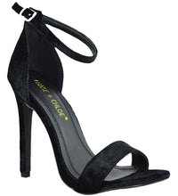 Chase & Chloe Women's Crushed Velvet Strappy Heeled Sandal
