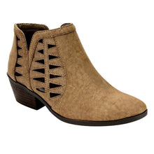 Soda Women's Perforated Cut Out Stacked Block Heel Ankle Booties