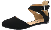 Soda KINER Women's Darling Almond Toe Criss Cross Ankle Strap Flat