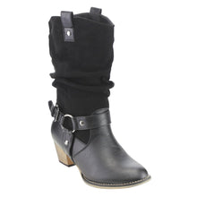 Refresh AD44 Women's Western Cowgirl Pull On Block Heel Slouchy Mid Calf Boots