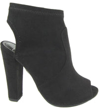 Delicious Peep Toe Open Back Heel Stacked Platform Chunky Heel Bootie
