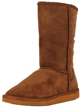 Soda Women's Soong Comfort Faux Suede Fur Mid- Calf Flat Boot, Nat, 8 M US