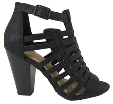 Delicious Women's Cutout Caged Buckle Stacked Chunky Heel Bootie