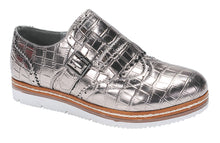 Nature Breeze Women's Wingtip Loafer Croc Embossed Flatform Oxford Shoe