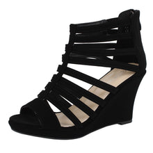 Top Moda Women's Gladiator Inspired Bird Cage Wedge