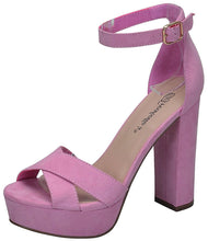 Breckelle's Women's Bella-43 Faux Suede Adjustable Ankle Strap Platform Block High Heels