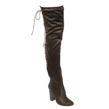 Chase & Chloe EE81 Women's Thigh High Corset Lace Up Stacked High Heel Boots