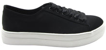 Soda Women's Closed Round Toe Satin Lace-Up Platform Flatform Fashion Sneaker