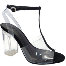 Wild Diva Women's T-Strap Clear Lucite Chunky Heeled Sandal