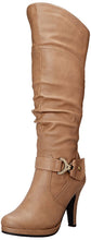 Top Moda PAGE-65 Women's Knee High Round Toe Lace-up Slouched High Heel Boots