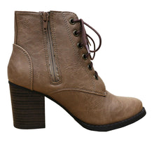 Cambridge Select Women's Zipper Lace Up Chunky Heel Ankle Bootie
