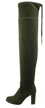 Refresh Footwear Women's Thigh High Chunky Heel Drawstring Boot