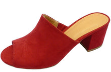 Wild Diva Women's Slip On Peep Toe Stacked Chunky Heel Mule