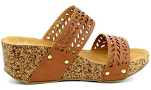 Refresh Footwear Women's Slip On Laser Cut Platform Sandal