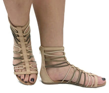 Women's Ankle High Elastic Gladiator Sandals Elastic Straps Flats