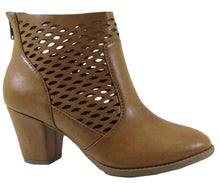 City Classified Women's Miami Perforated Laser Cut Chunky Heel Bootie