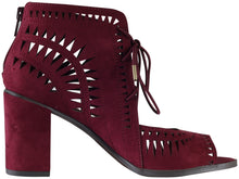 Delicious Women's Yorker Faux Suede Cutout Lace Up Open Toe Stacked Heel