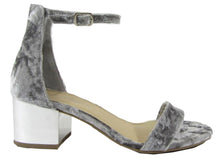 City Classified Women's Strappy Crushed Velvet Metallic Block Heeled Sandal
